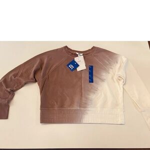 JoyLab cropped sweatshirt NWT 2 tone, size Medium brown and white